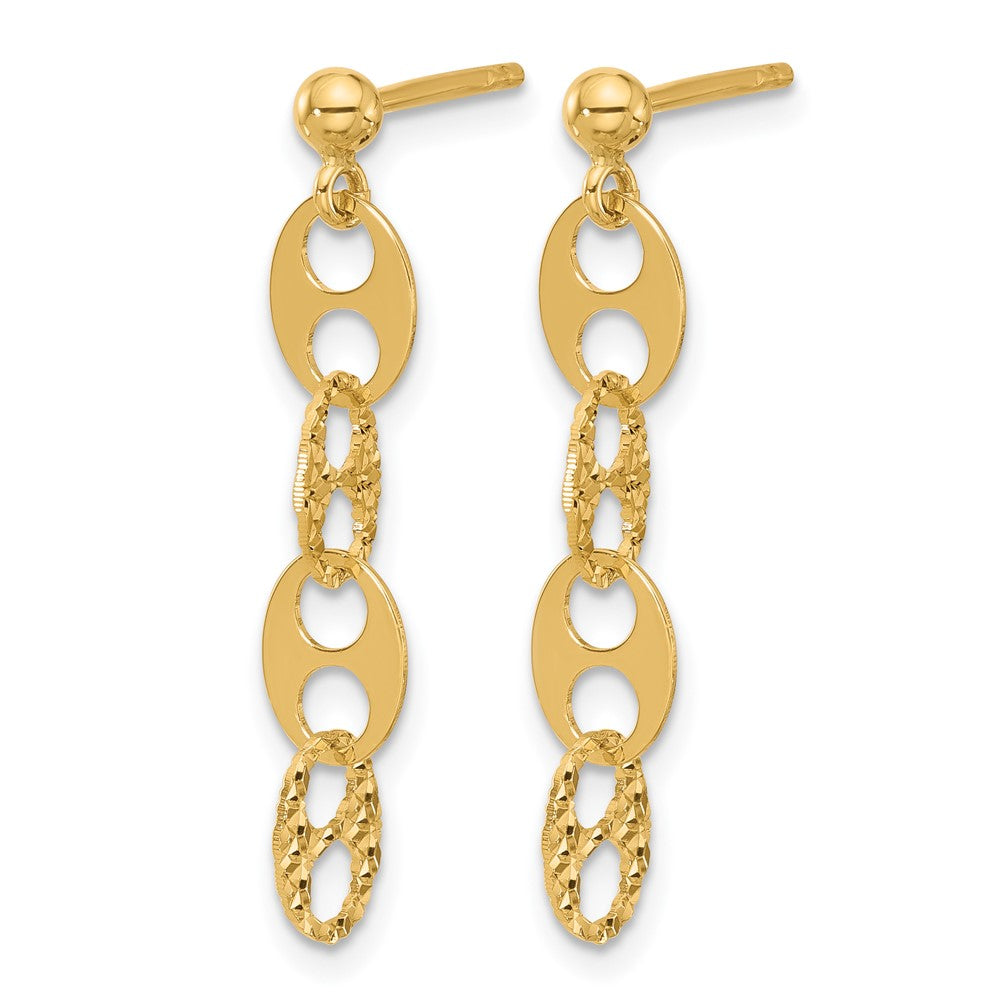 14K Polished and Textured Fancy Link Dangle Earrings