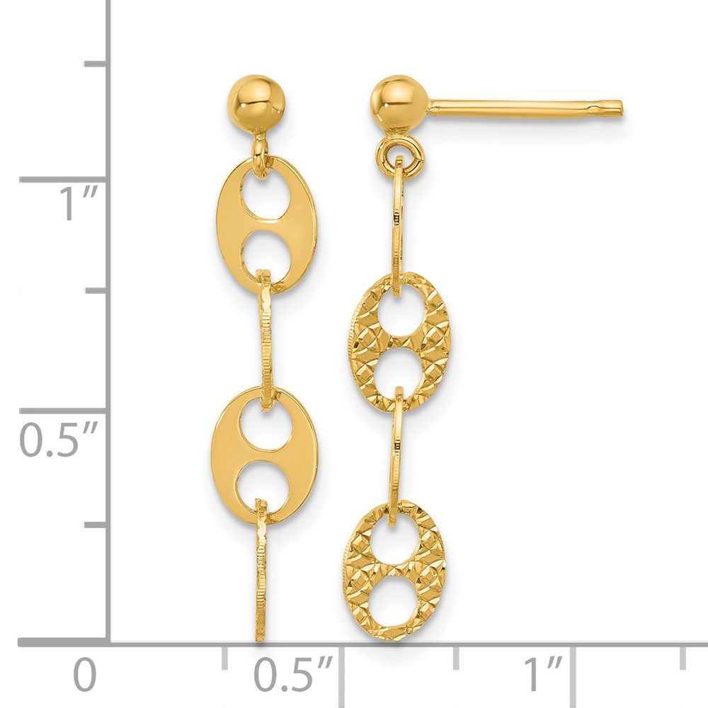 14K Polished and Textured Fancy Link Dangle Earrings