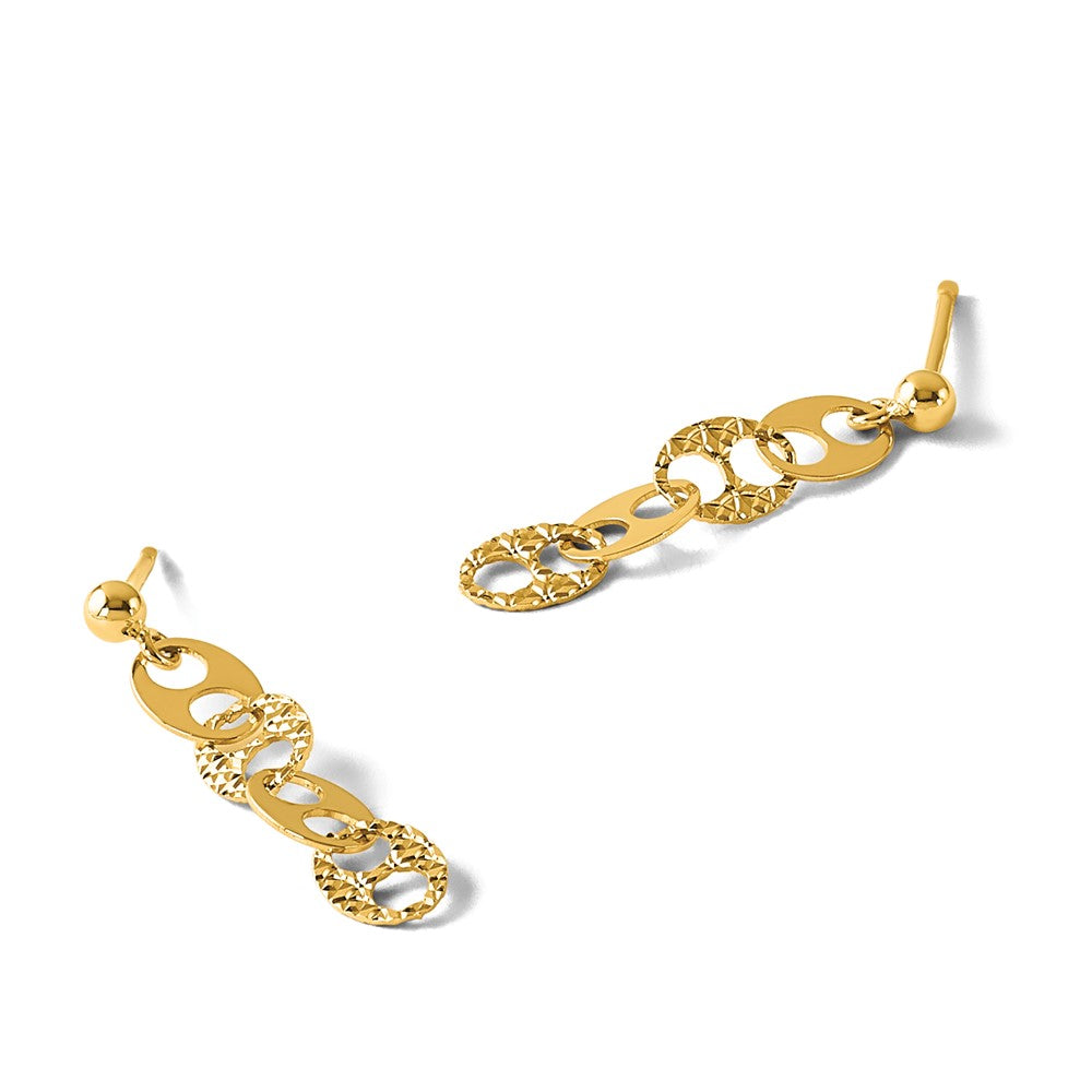 14K Polished and Textured Fancy Link Dangle Earrings