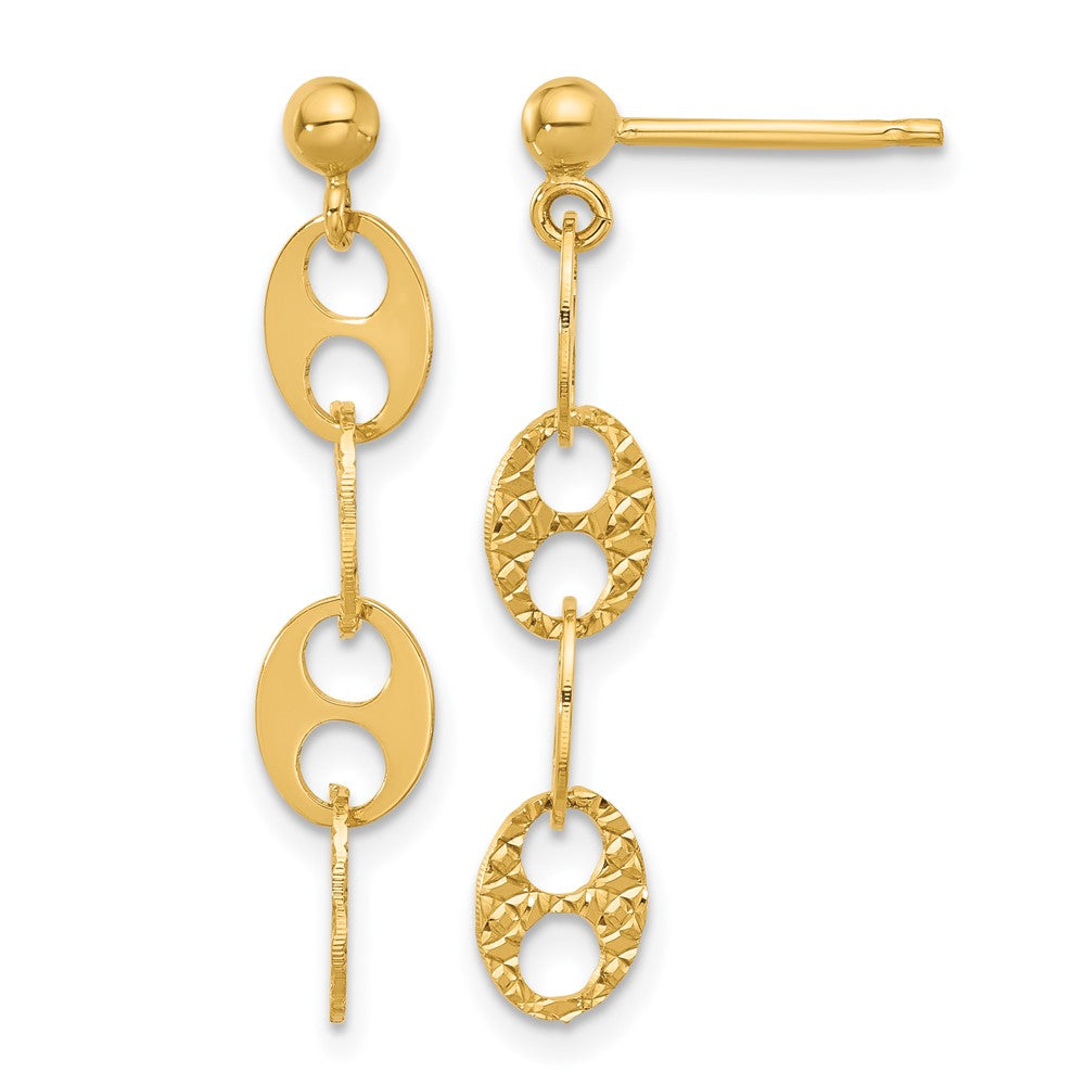 14K Polished and Textured Fancy Link Dangle Earrings