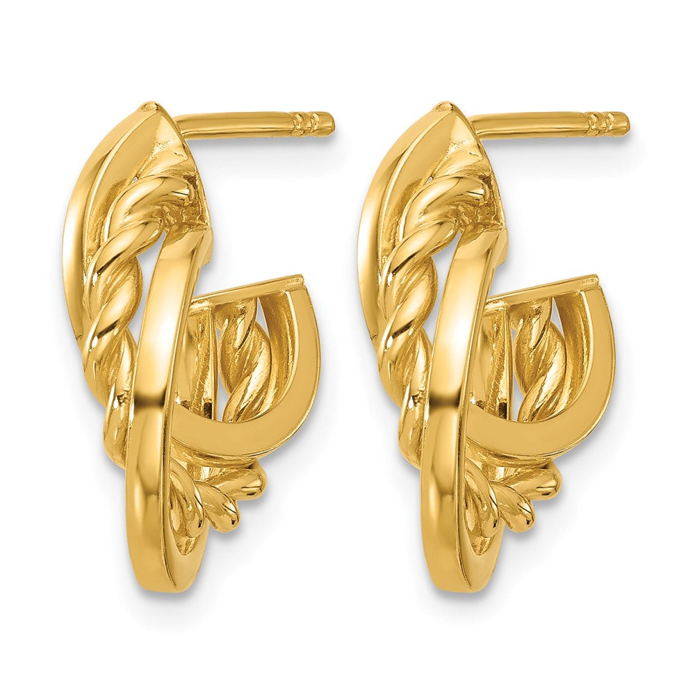 14K Polished Twisted J-Hoop Post Earrings