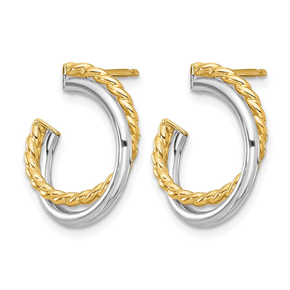 14K W/White Rhodium Polished and Twisted Post Earrings