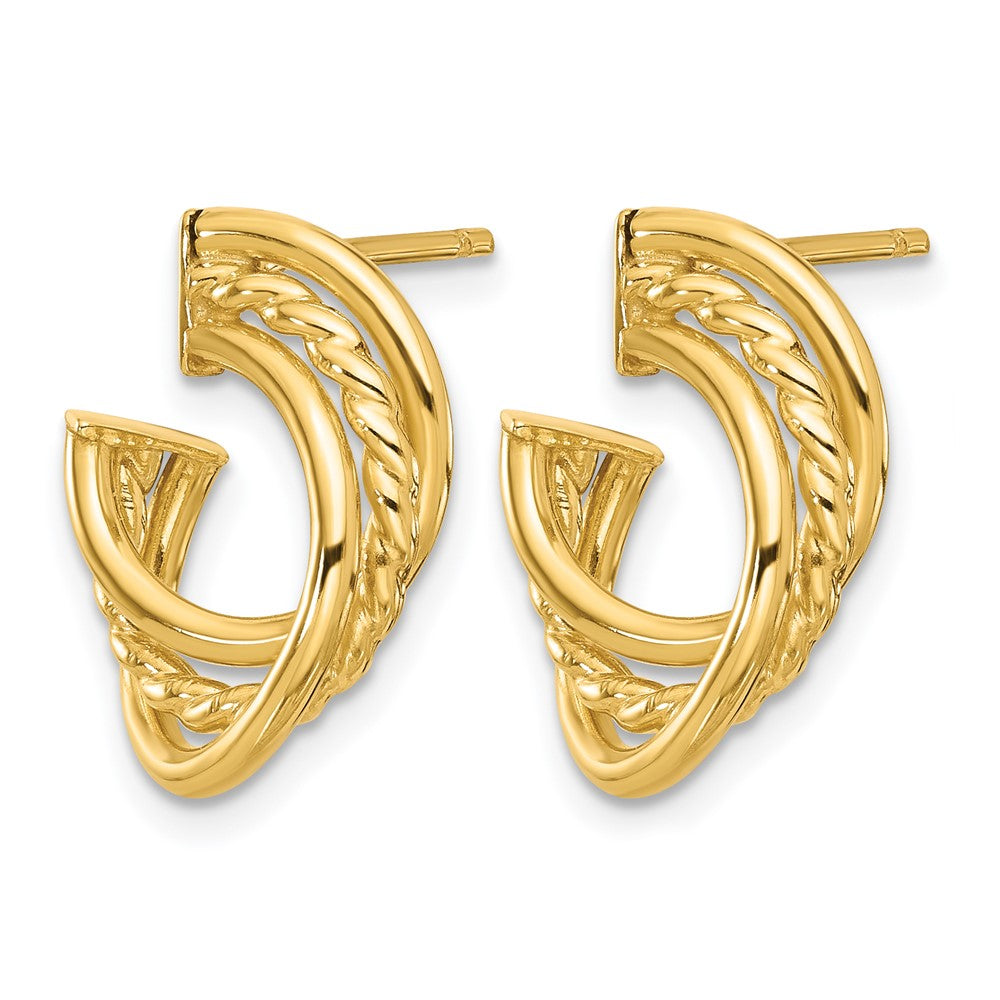 14K Polished and Twisted Post Earrings