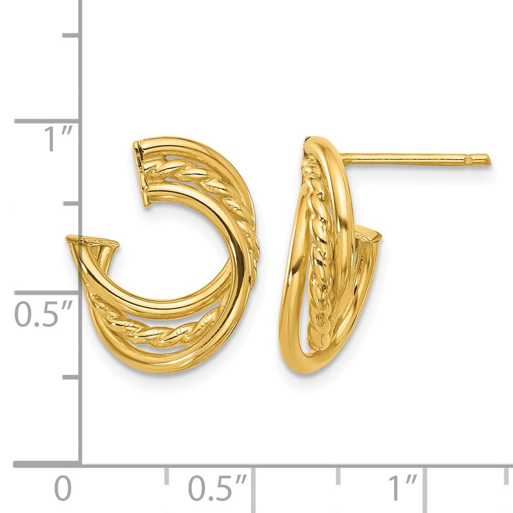 14K Polished and Twisted Post Earrings