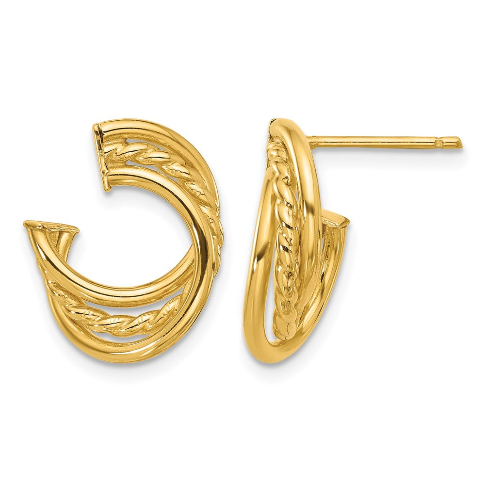 14K Polished and Twisted Post Earrings