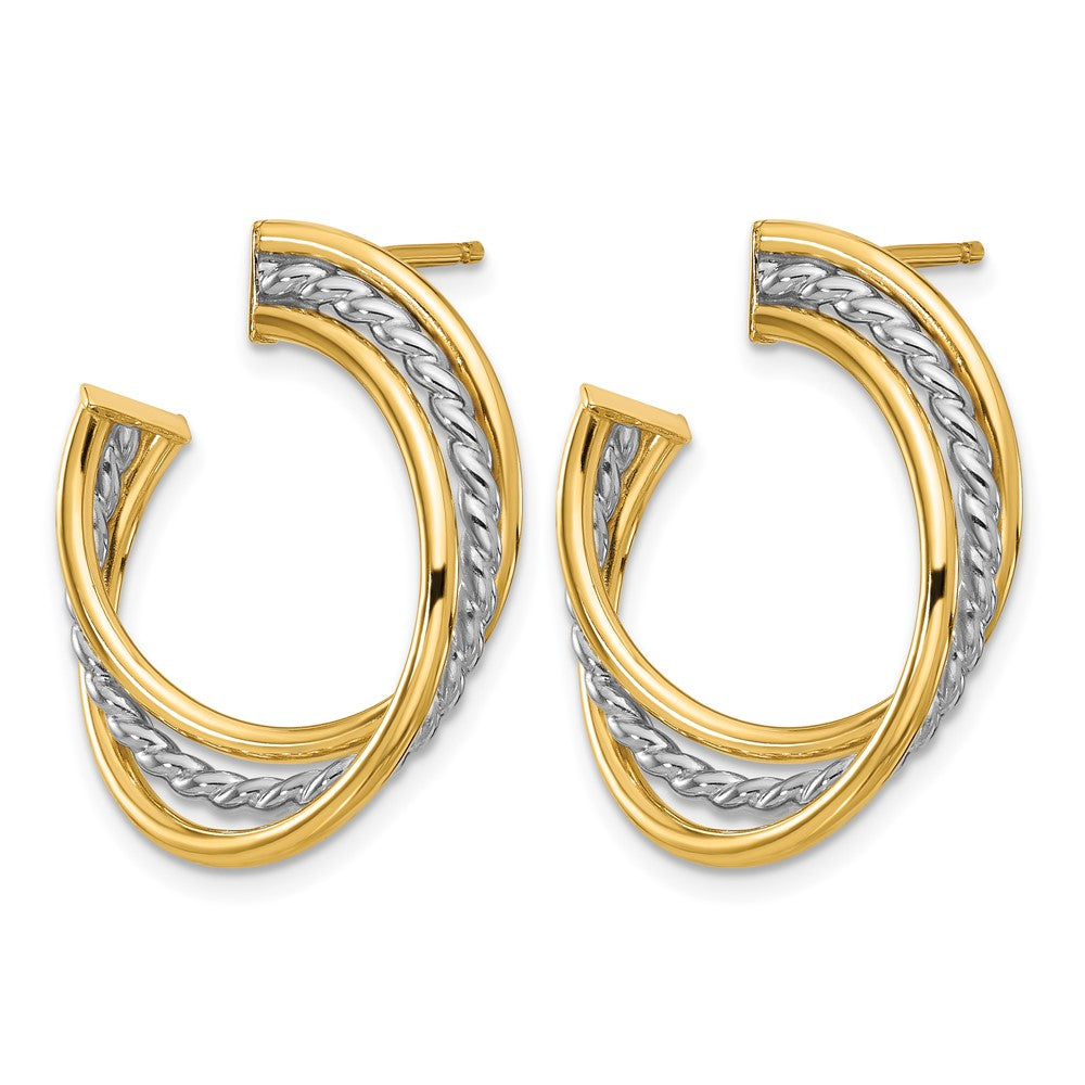 14K w/White Rhodium Polished and Post Earrings