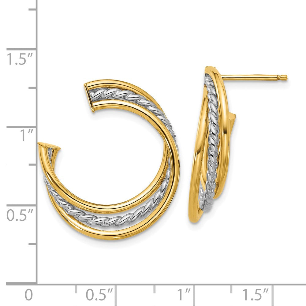 14K w/White Rhodium Polished and Post Earrings