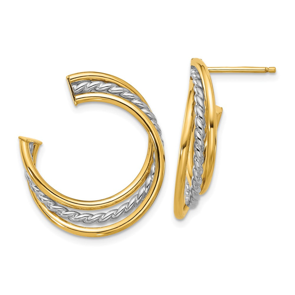 14K w/White Rhodium Polished and Post Earrings