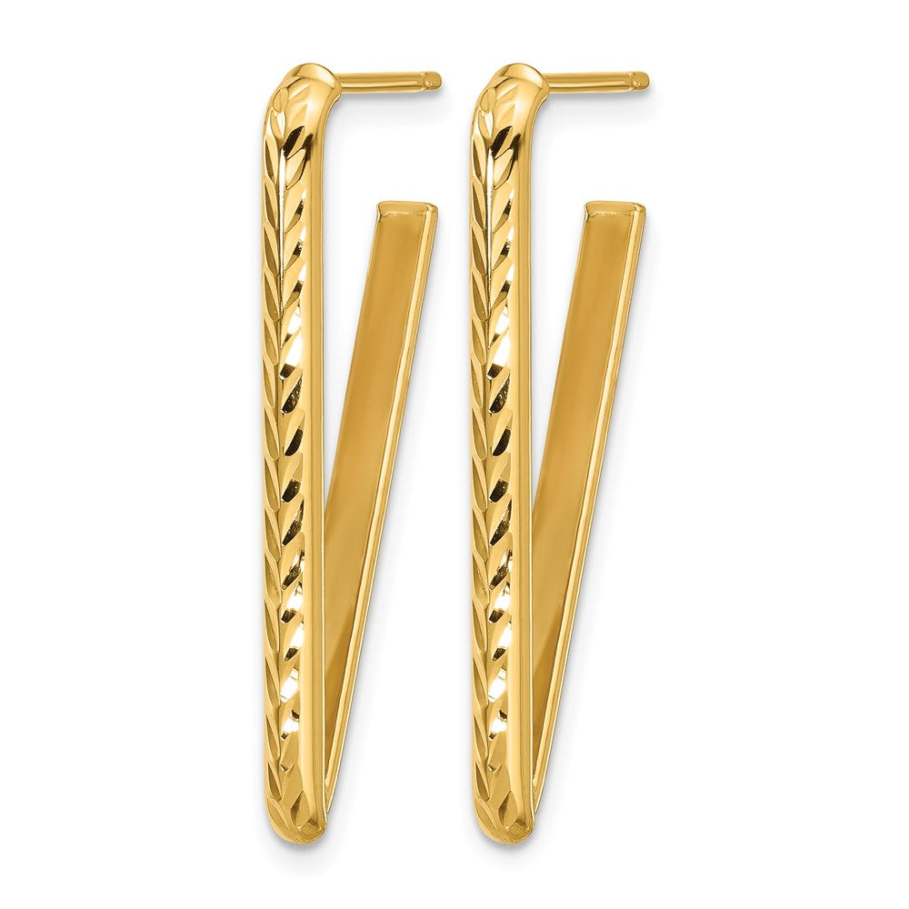 14K Polished and Diamond-cut Triangle Post Earrings