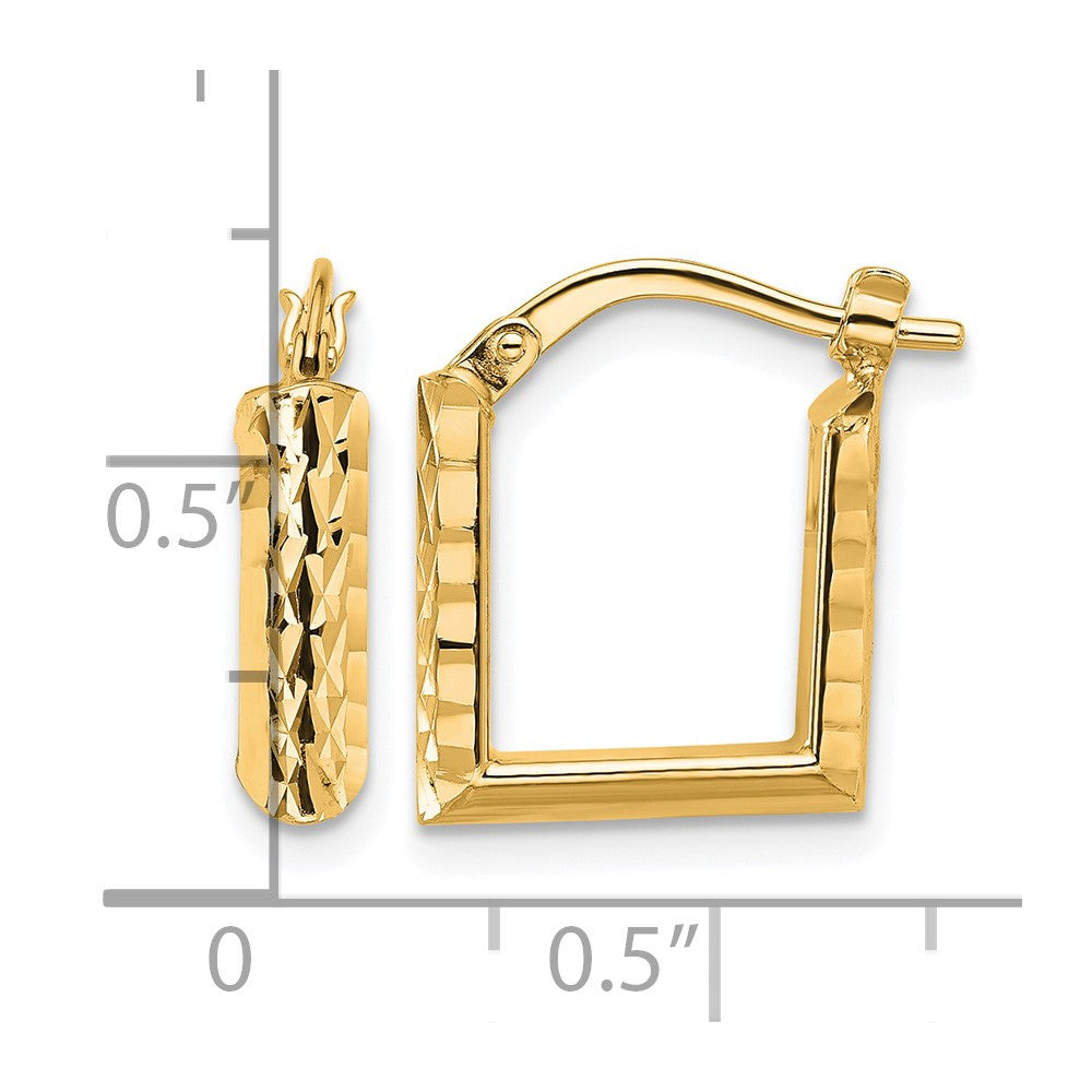 14K Polished and Diamond-cut Square Hoop Earrings