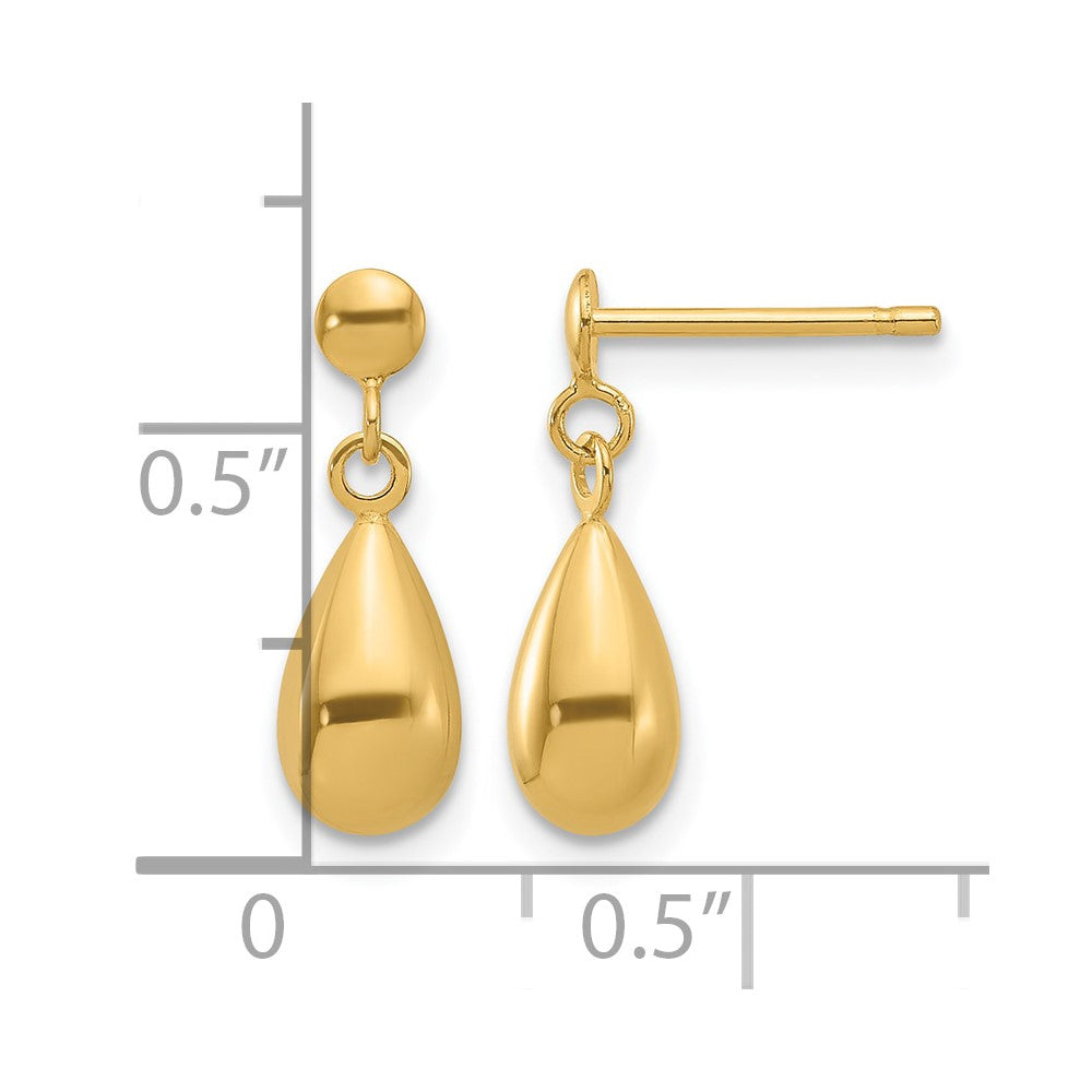 14K Polished Teardrop Dangle Earrings