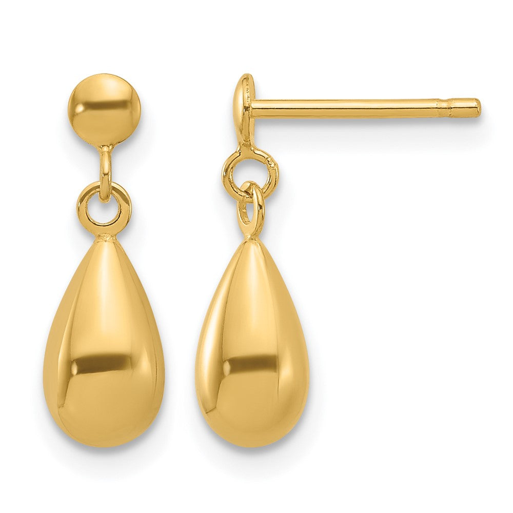 14K Polished Teardrop Dangle Earrings