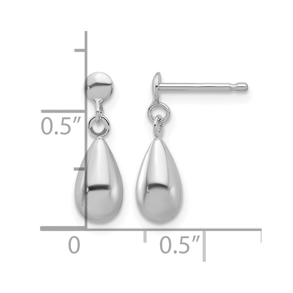 14K White Gold Polished Teardrop Dangle Earrings