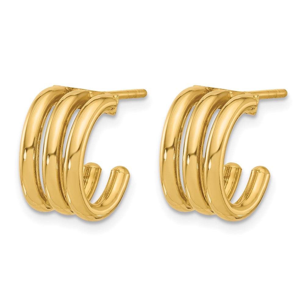 14K Polished Oval J-Hoop Post Earrings