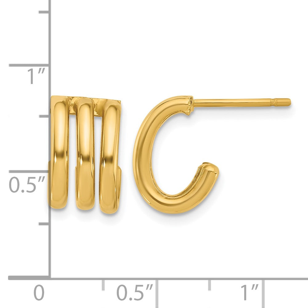 14K Polished Oval J-Hoop Post Earrings