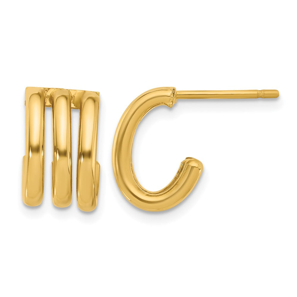 14K Polished Oval J-Hoop Post Earrings