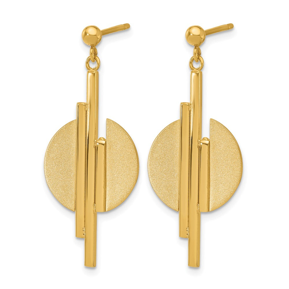 14K Polished and Brushed Dangle Post Earrings