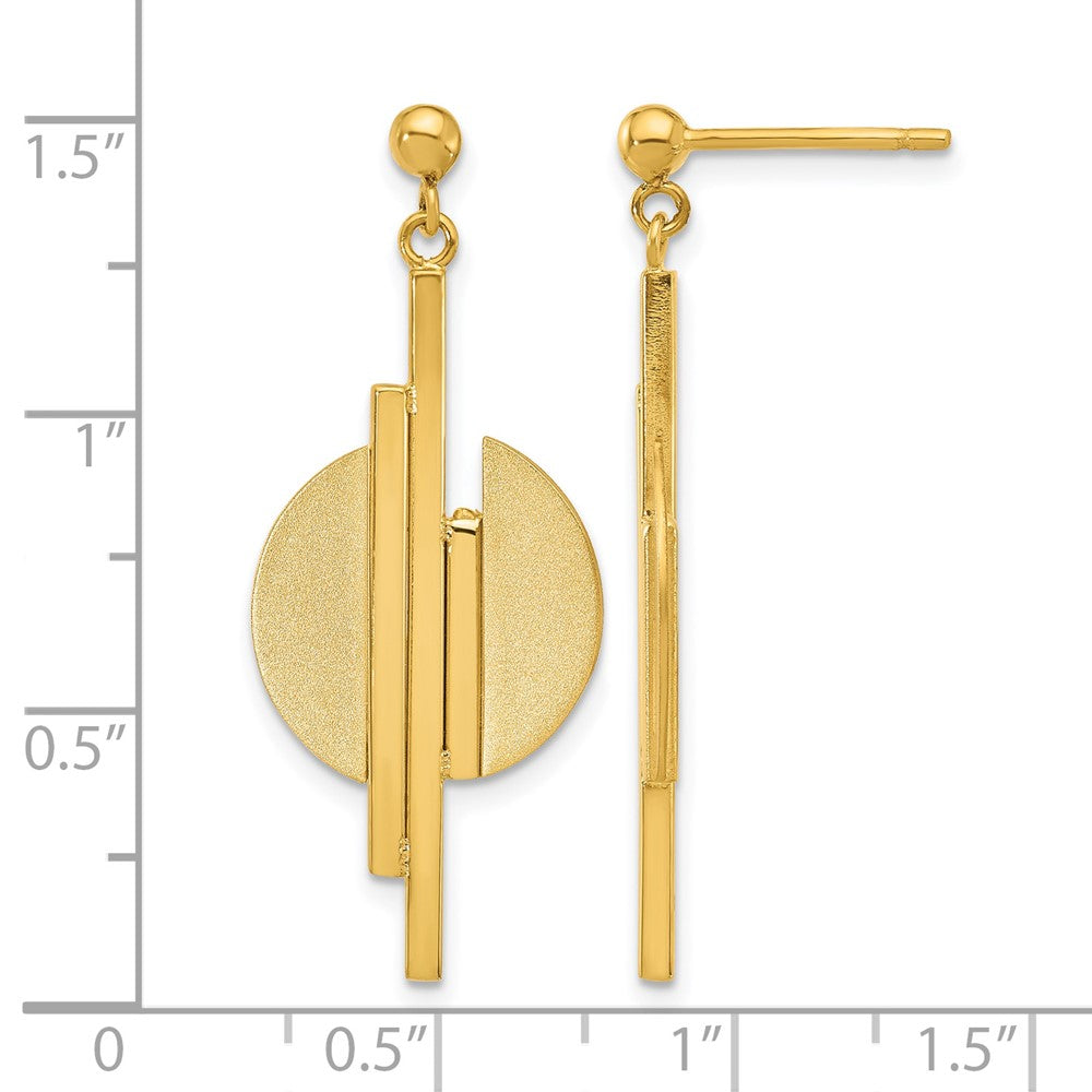14K Polished and Brushed Dangle Post Earrings