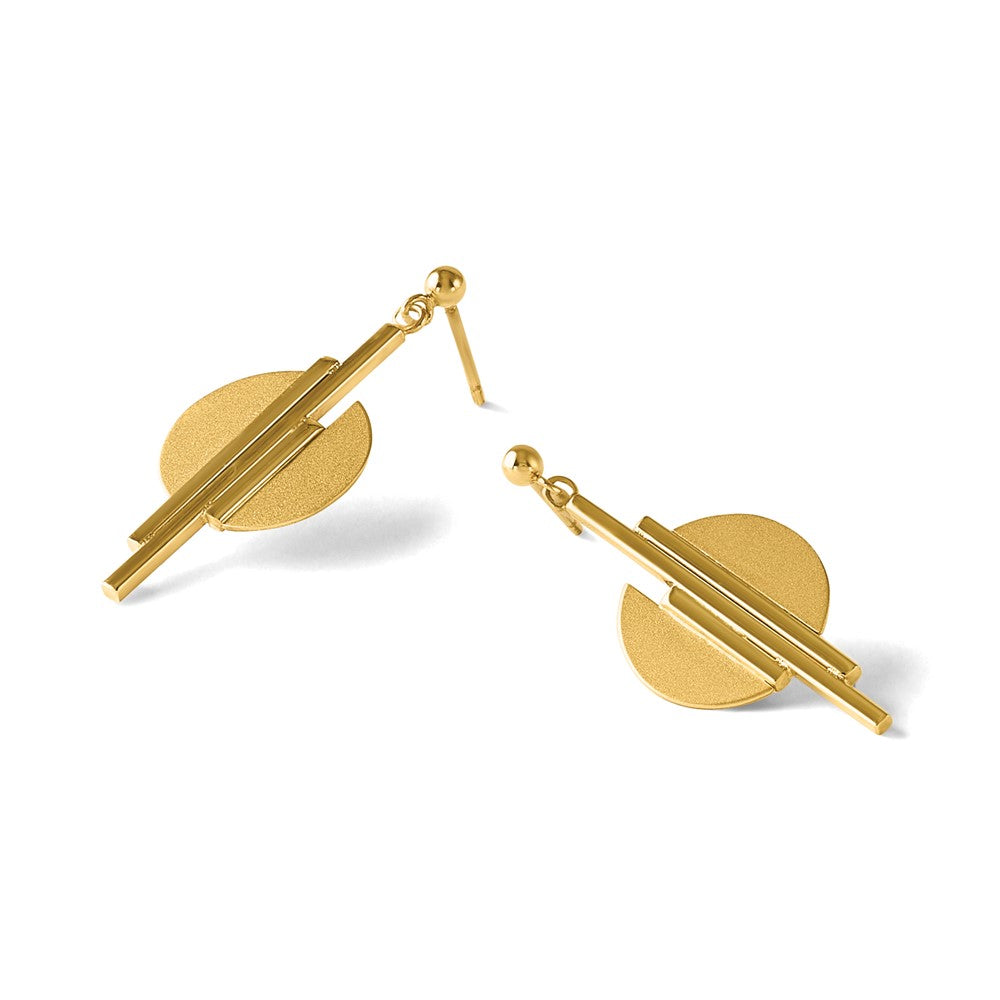 14K Polished and Brushed Dangle Post Earrings
