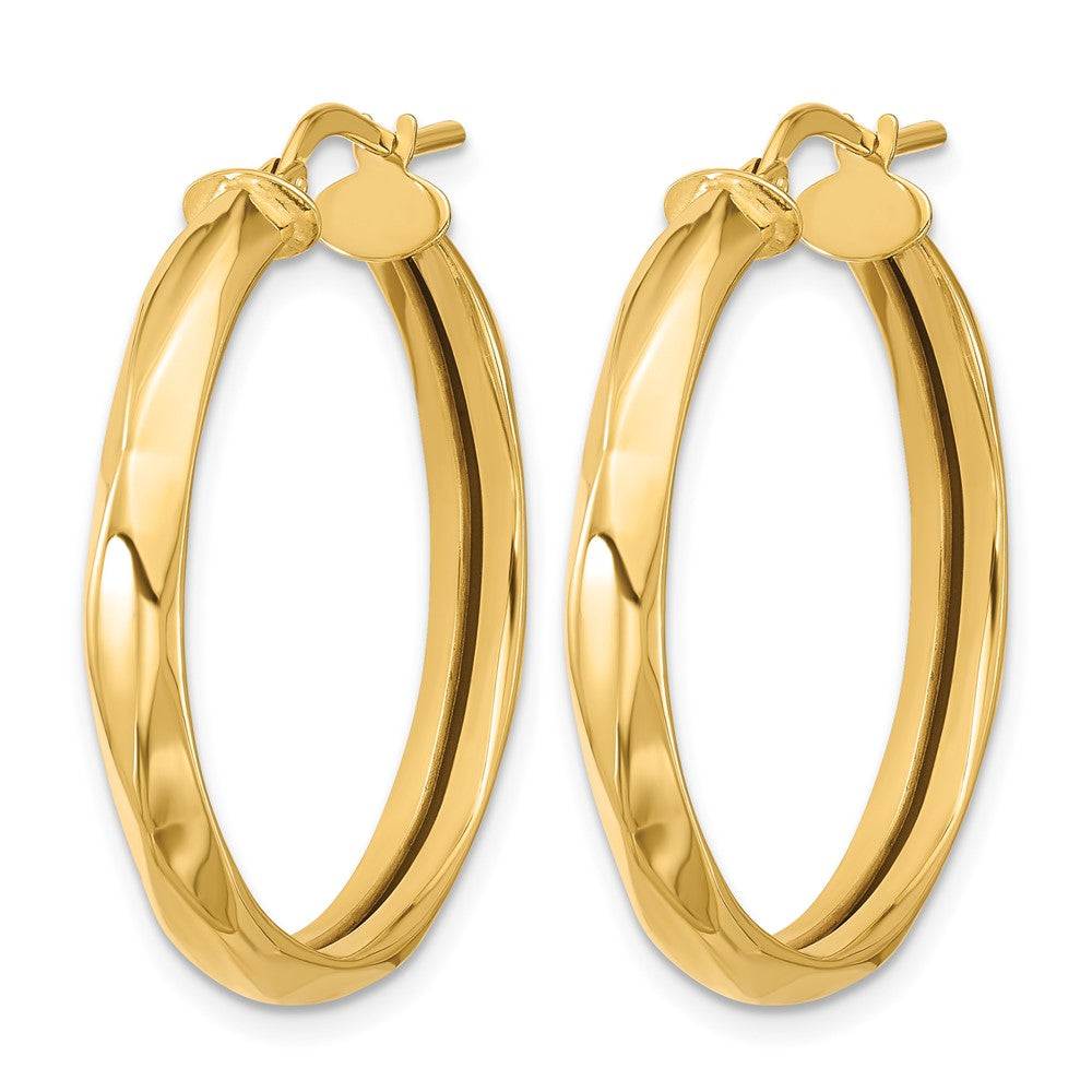 14K Polished Round Hoop Earrings