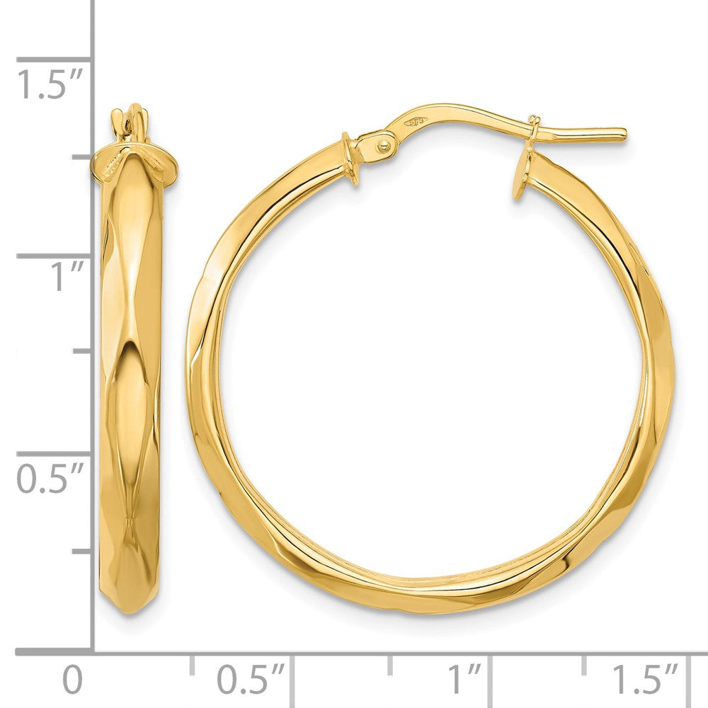 14K Polished Round Hoop Earrings