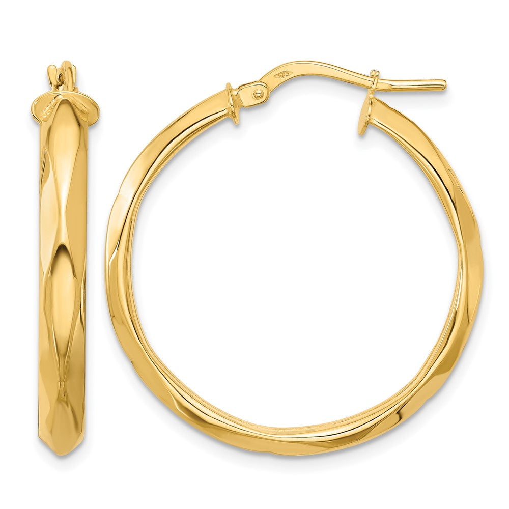 14K Polished Round Hoop Earrings