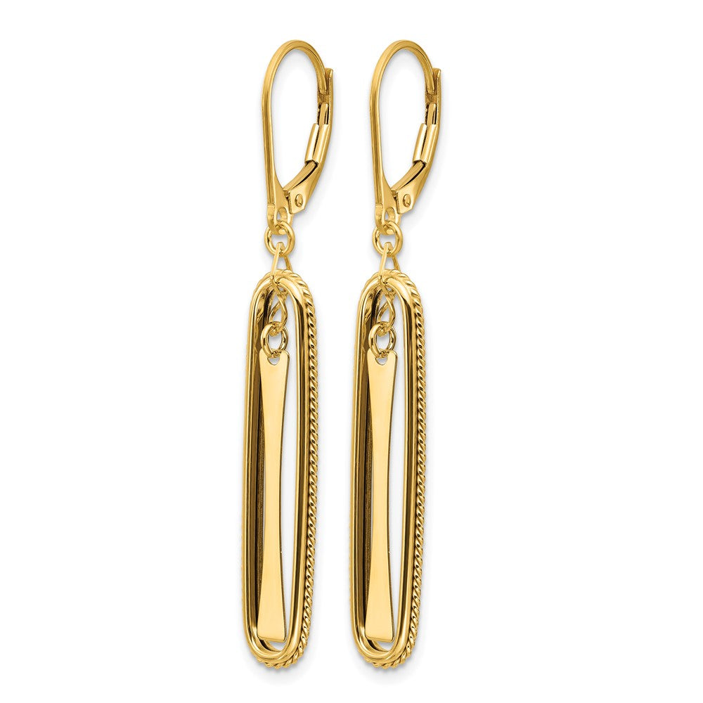 14K Polished Dangle Leverback Earrings
