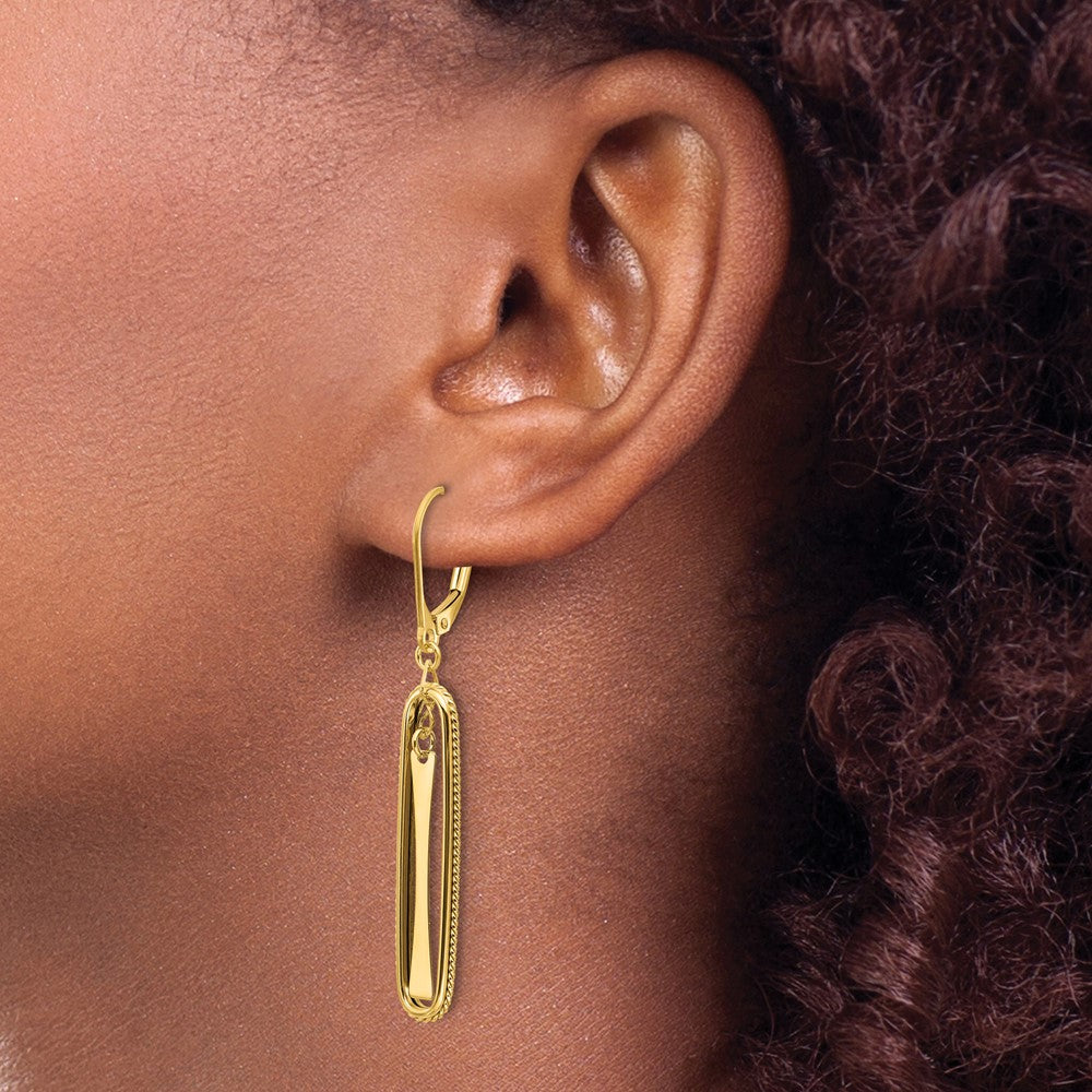 14K Polished Dangle Leverback Earrings