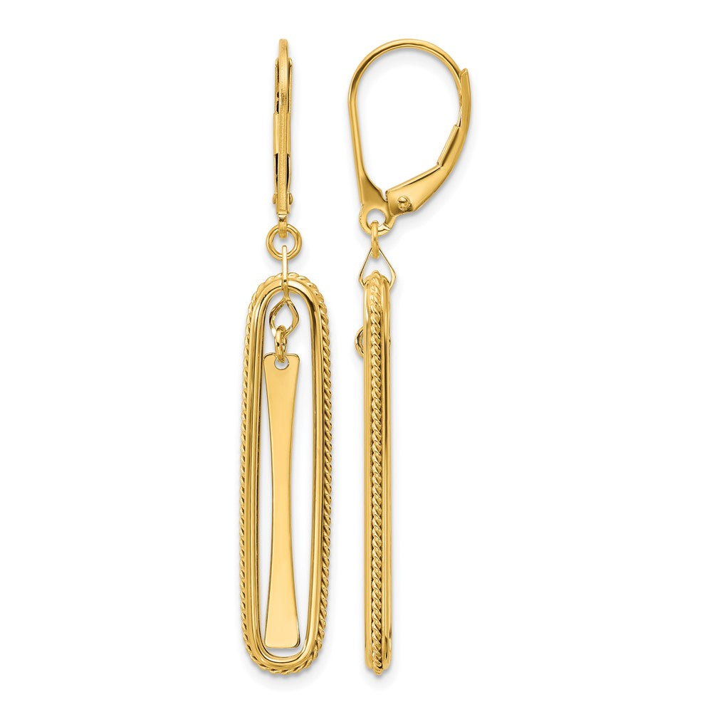 14K Polished Dangle Leverback Earrings