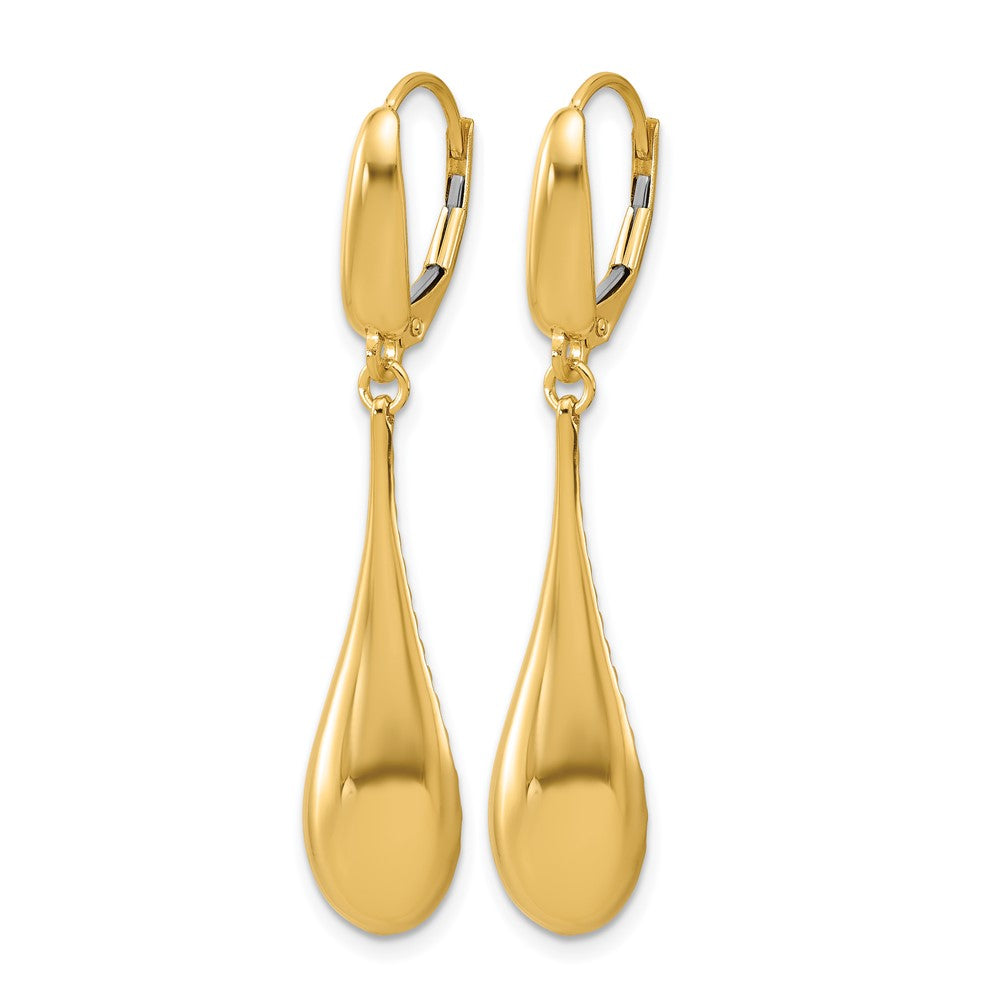 14K Polished Teardrop Dangle Leverback Earrings