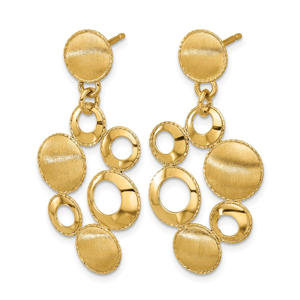 Leslie's' 14K Polished and Satin Circles Post Dangle Earrings