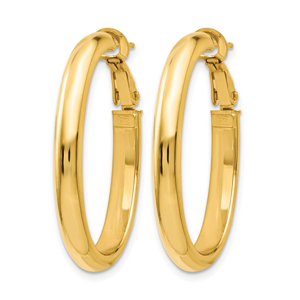 14K Polished Oval Hoop Earrings