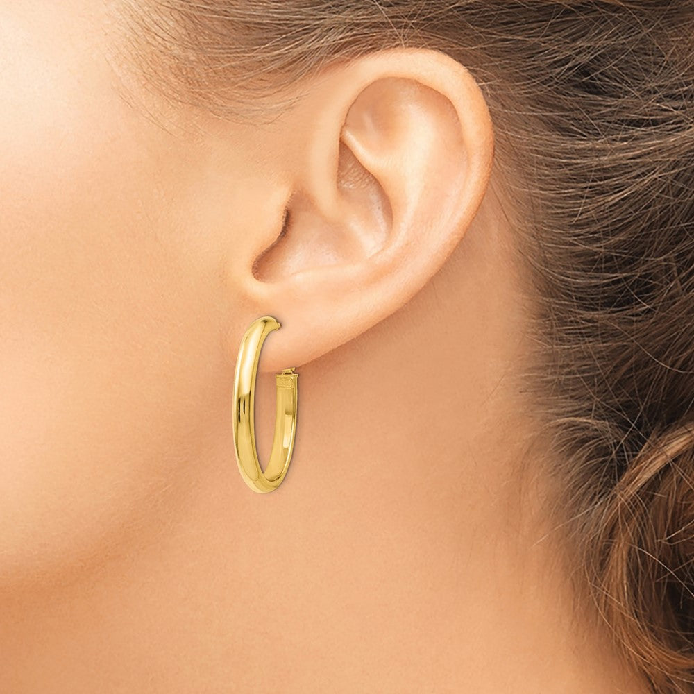 14K Polished Oval Hoop Earrings