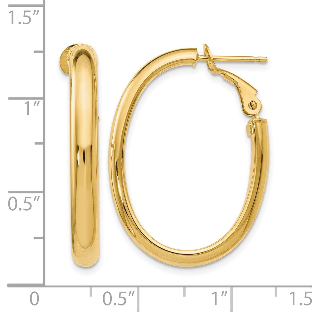 14K Polished Oval Hoop Earrings
