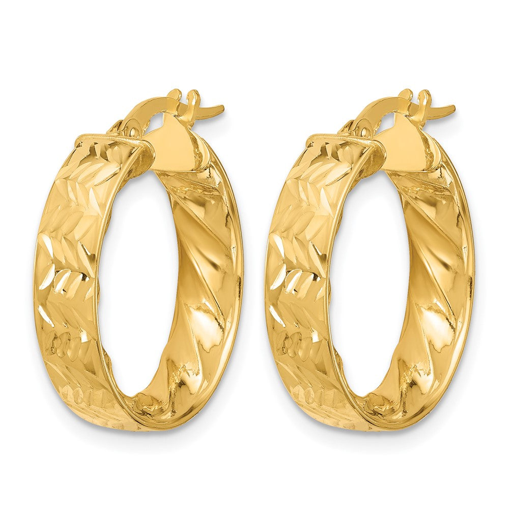 14k Polished and D/C Hoop Earrings