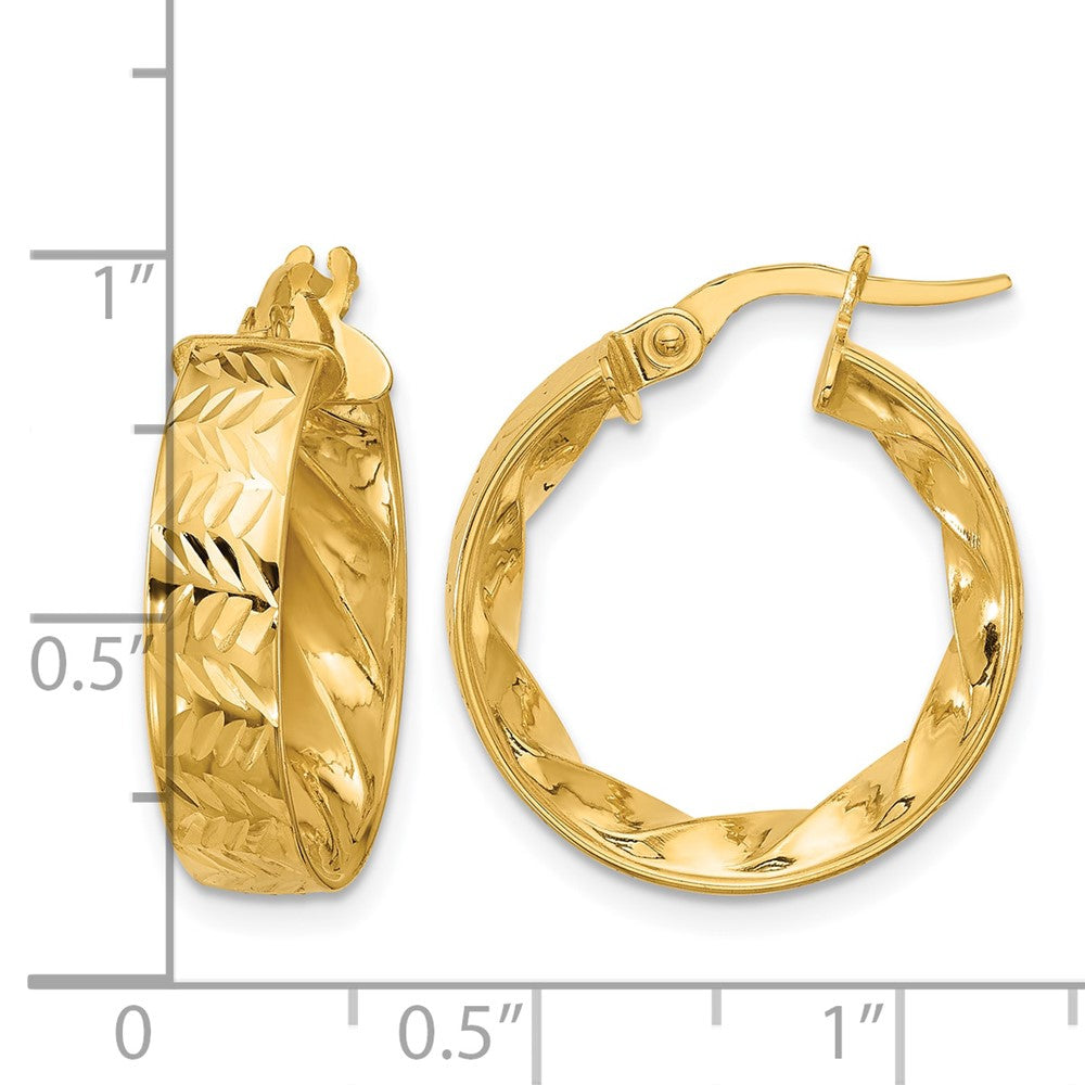 14k Polished and D/C Hoop Earrings