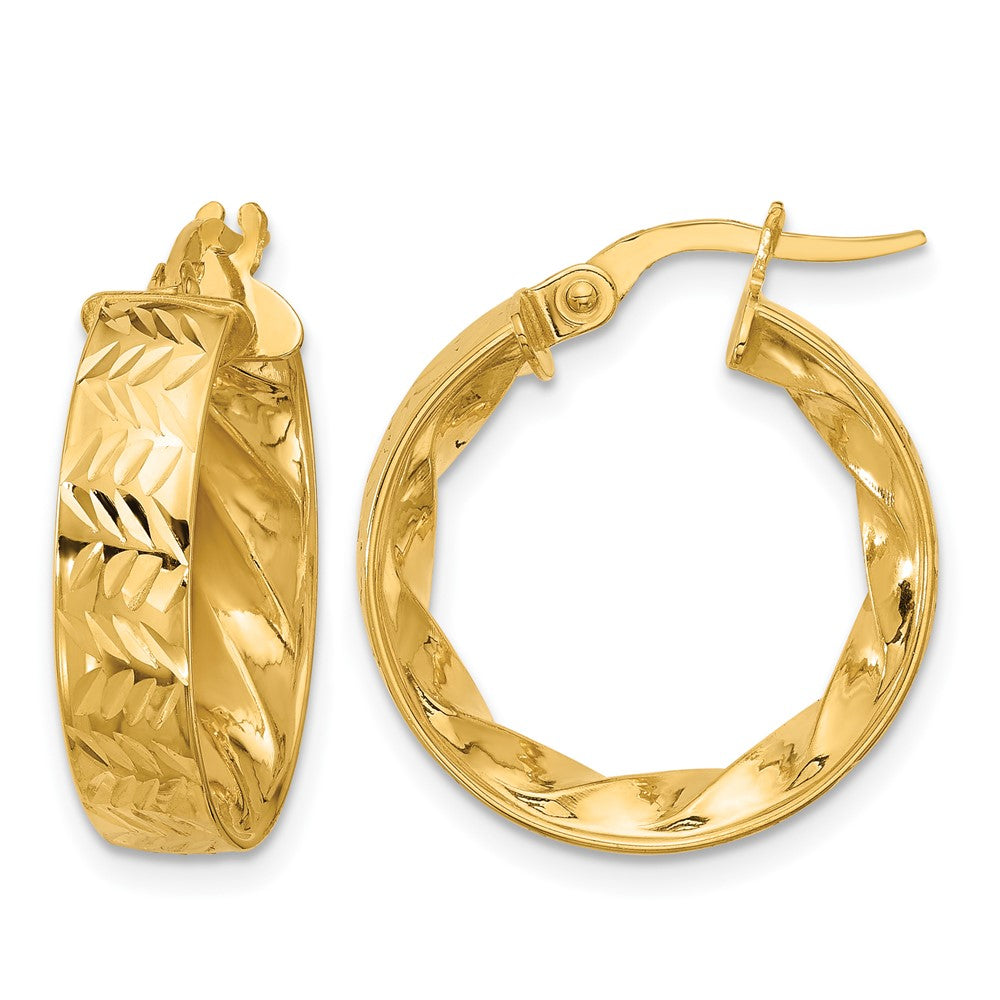 14k Polished and D/C Hoop Earrings