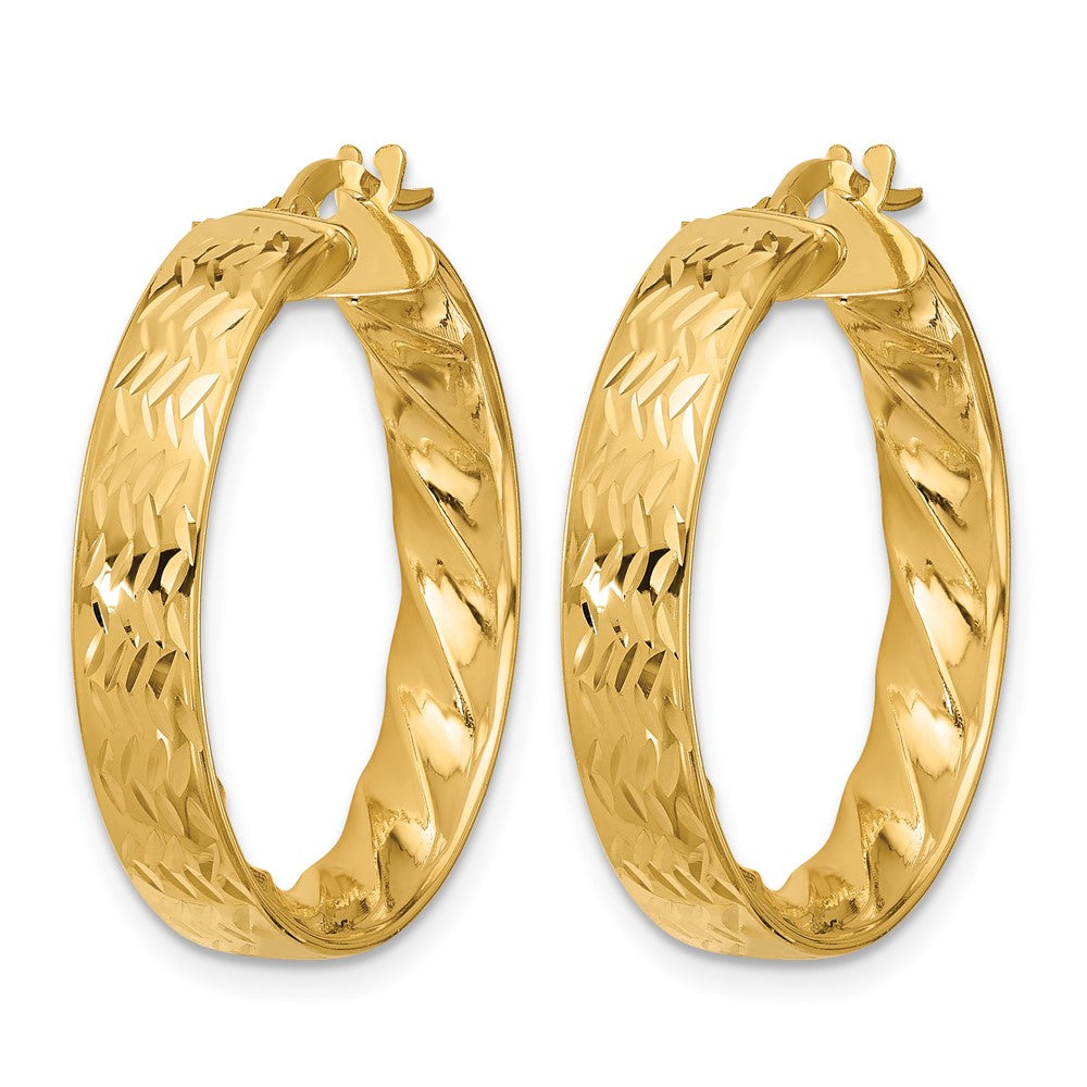 14k Polished and D/C Hoop Earrings