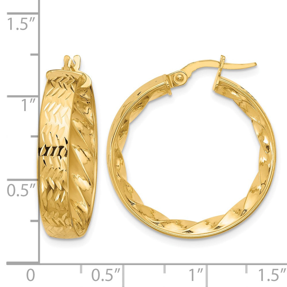 14k Polished and D/C Hoop Earrings