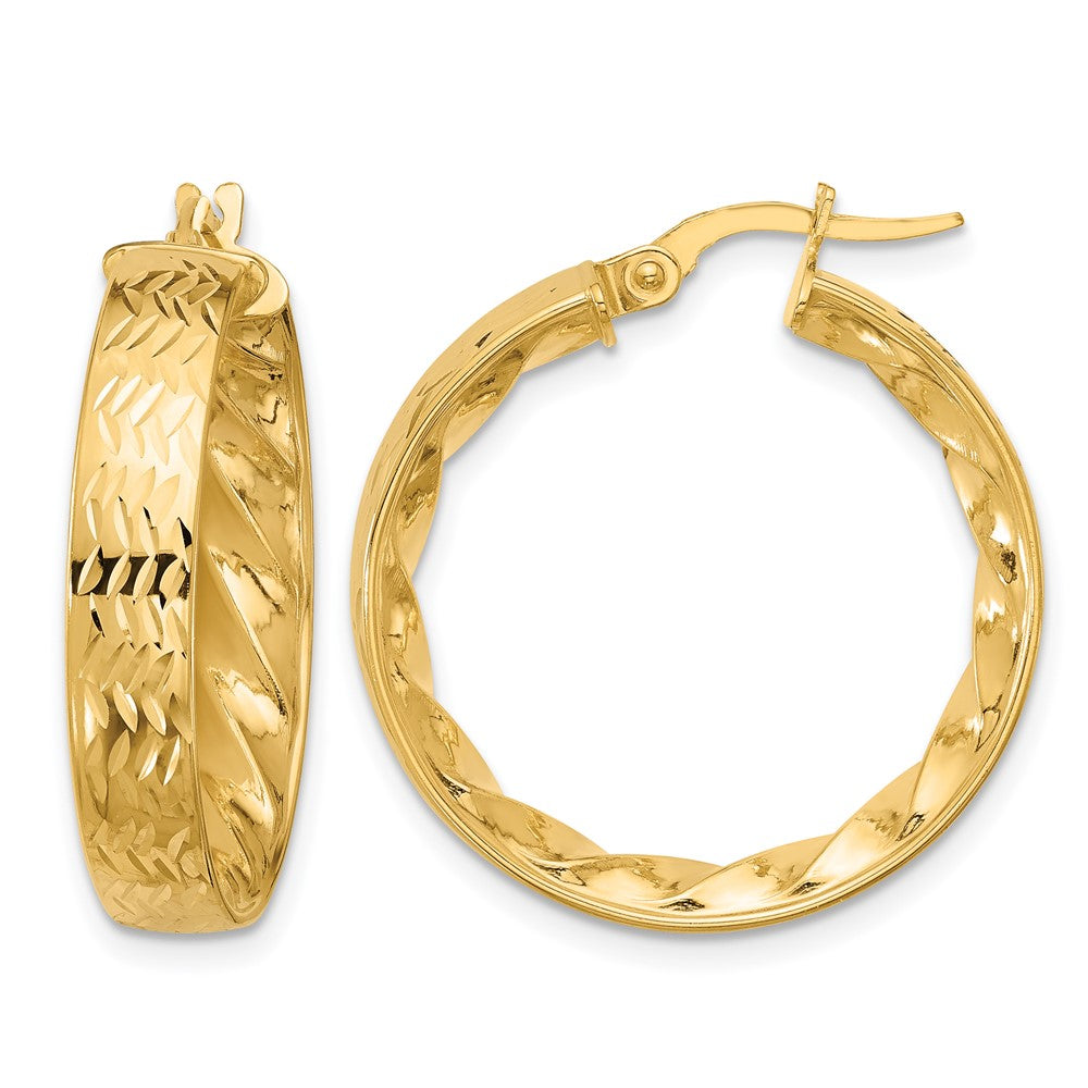 14k Polished and D/C Hoop Earrings