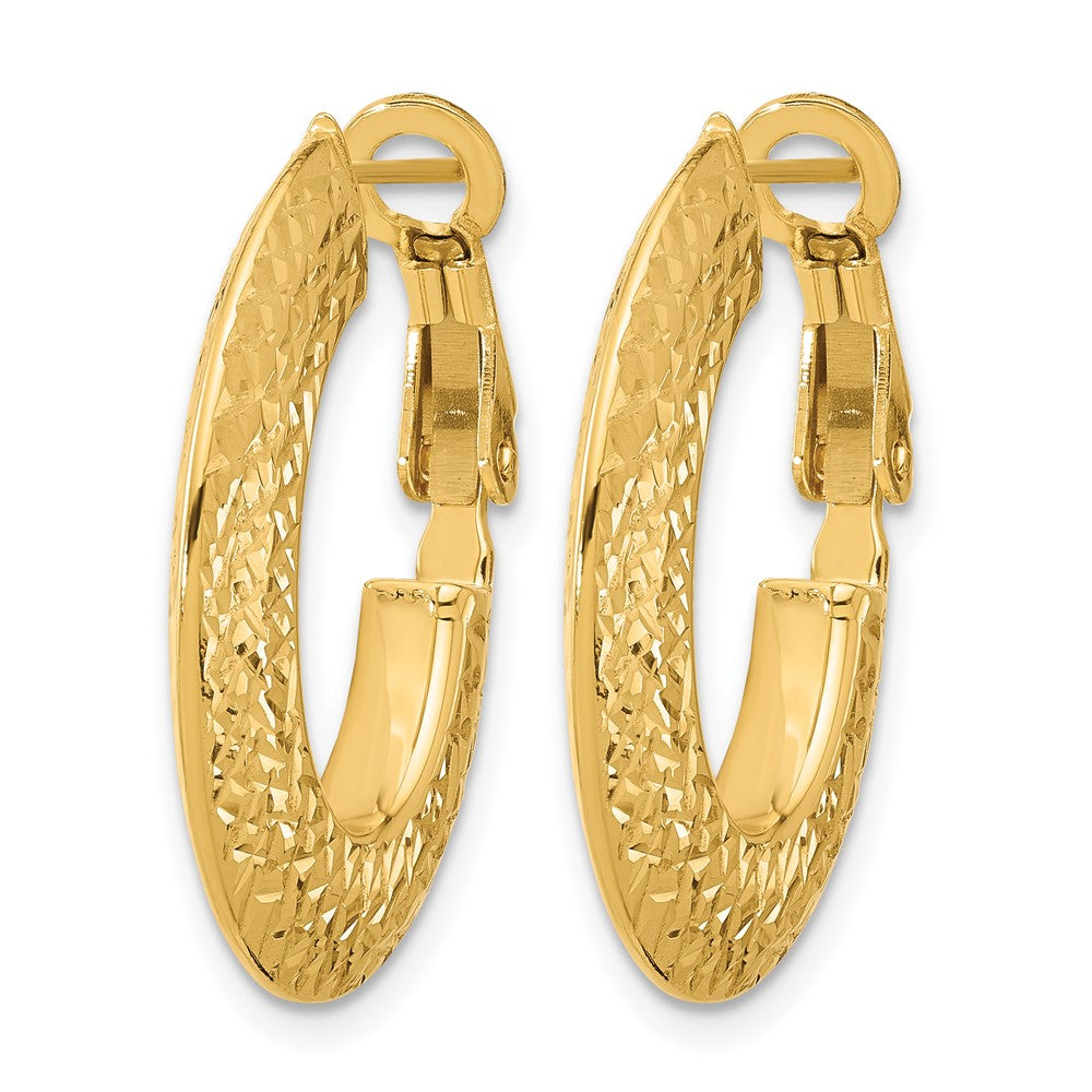 14k Polished and D/C Knife Edge Omega Back Hoop Earrings