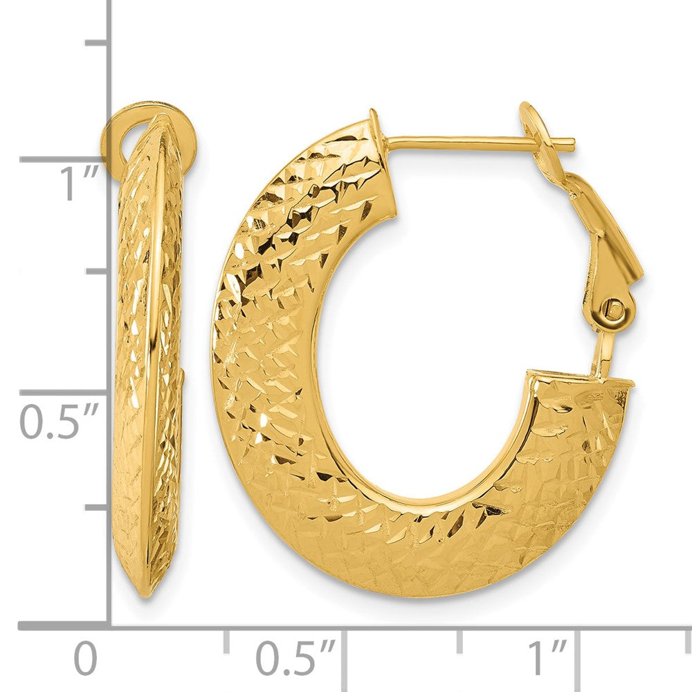 14k Polished and D/C Knife Edge Omega Back Hoop Earrings
