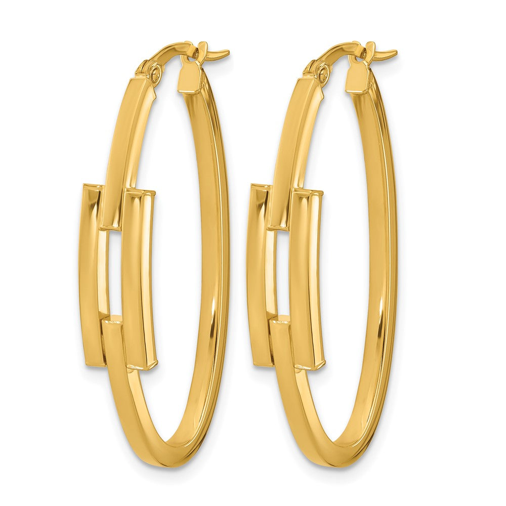 14k Polished Oval Square Tube Hoop Earrings