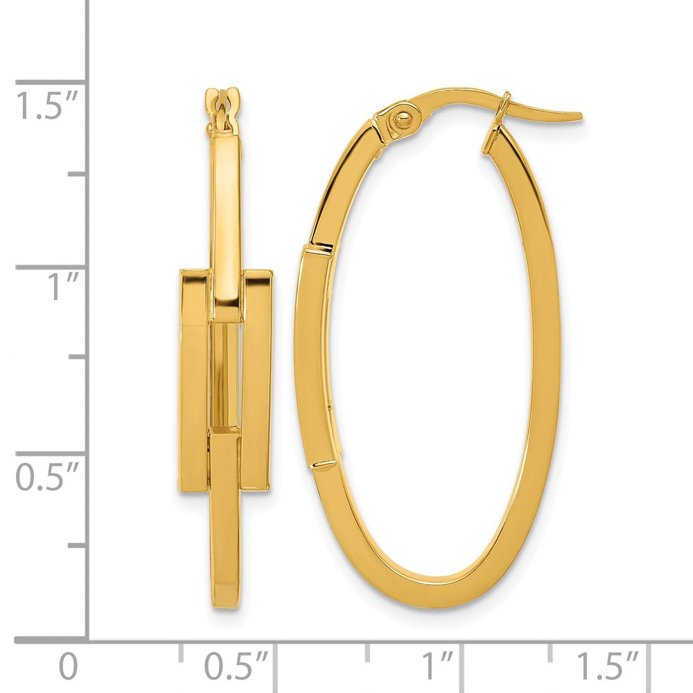 14k Polished Oval Square Tube Hoop Earrings