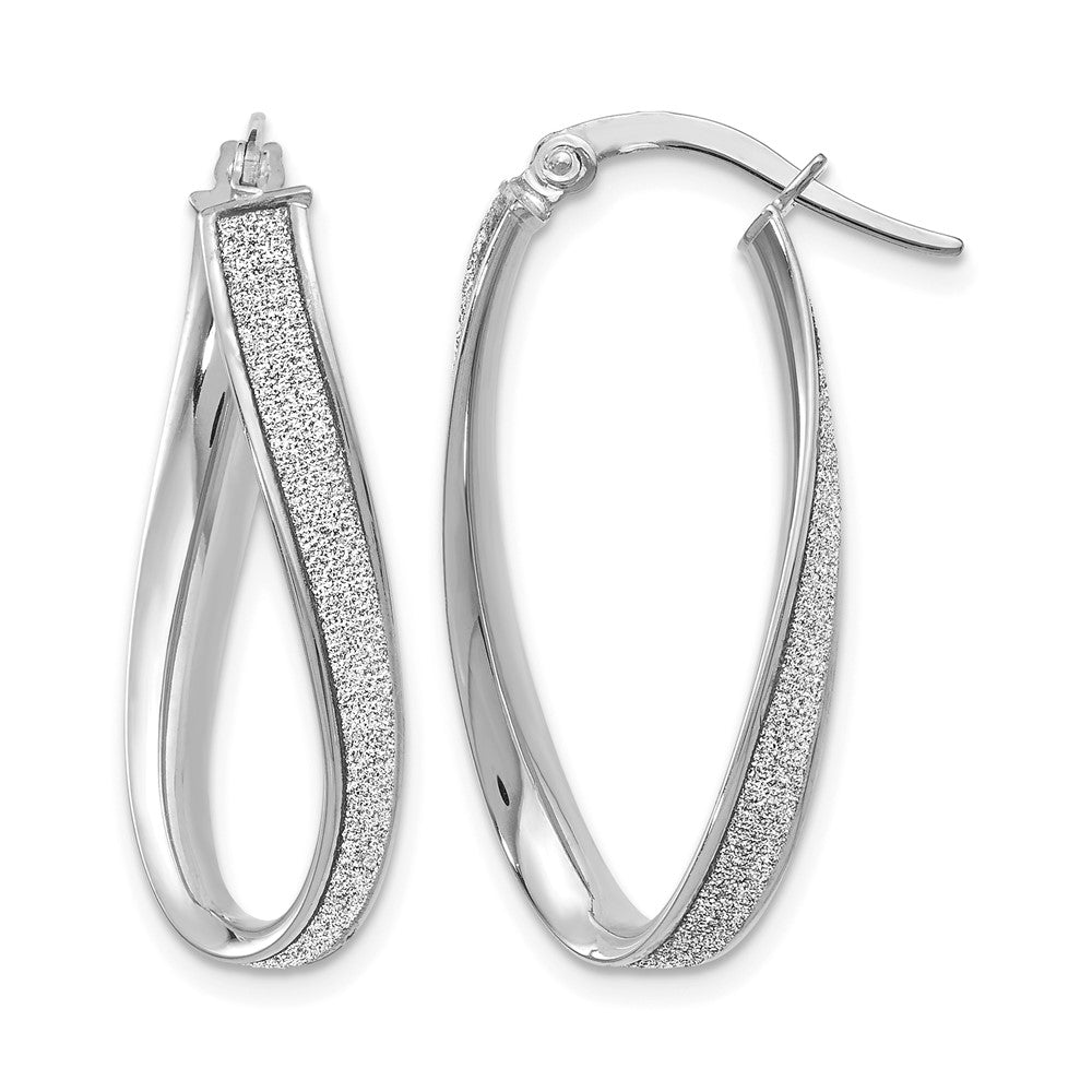 Polished;14K White gold;Hinged post;Glitter infused