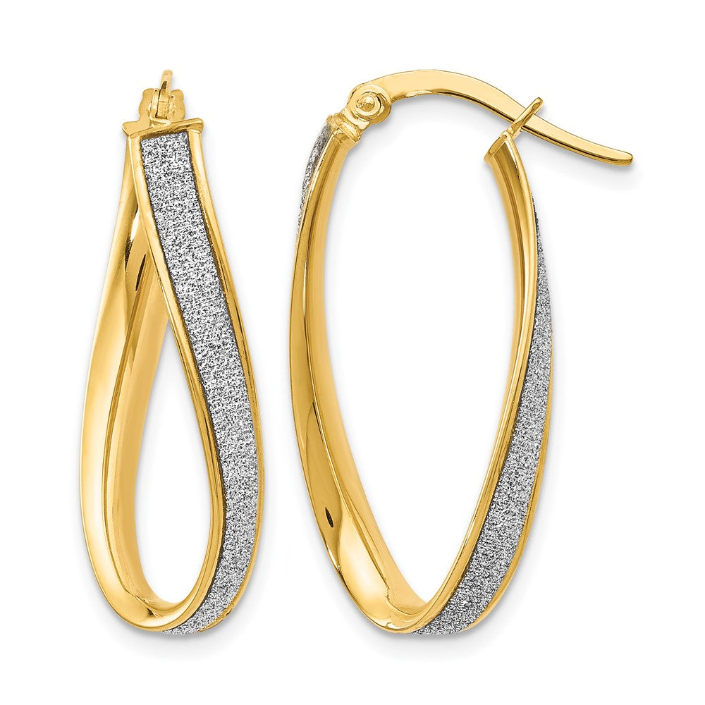 Polished;14k Yellow gold;Hinged post;Glitter infused