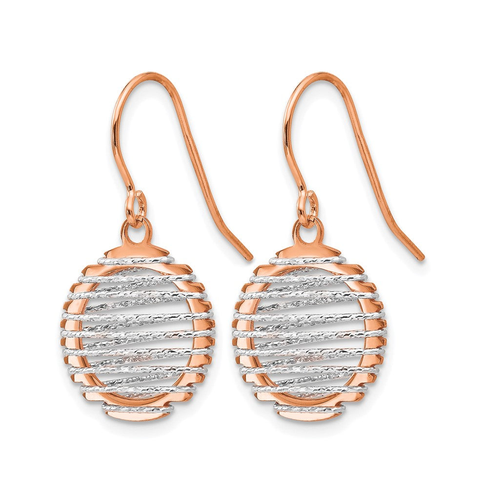 14K Two-tone White/Rose Polished Wire Wrapped Dangle Earrings