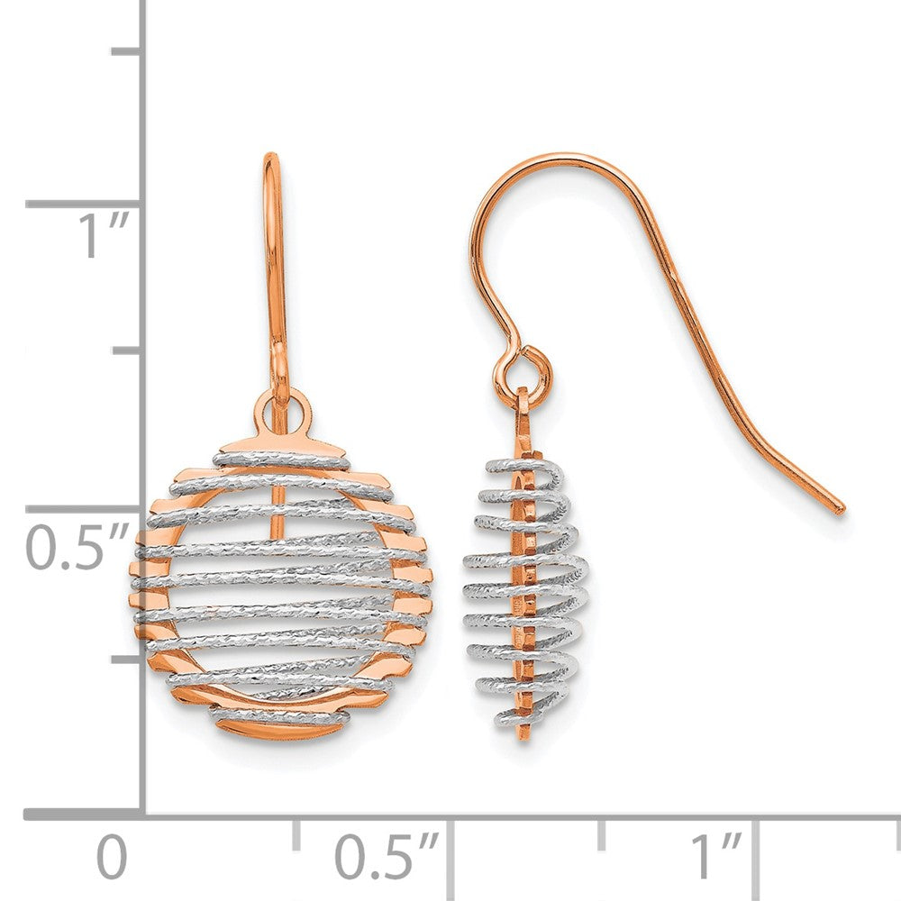 14K Two-tone White/Rose Polished Wire Wrapped Dangle Earrings