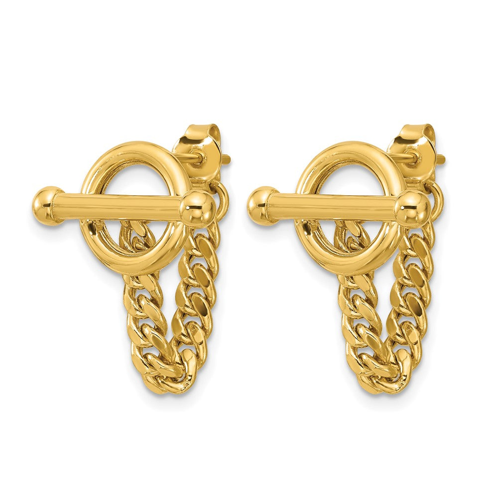 14K Polished Toggle Chain Post Earrings