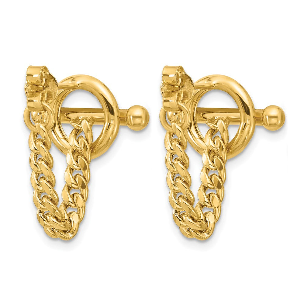 14K Polished Toggle Chain Post Earrings